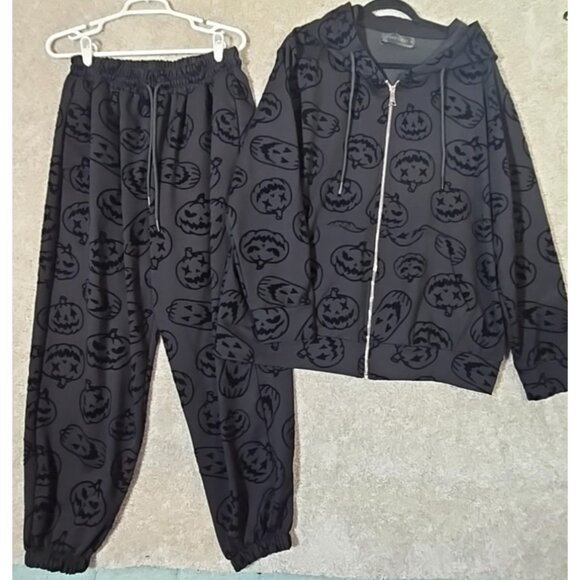 Foxblood Forever Halloween Pumpkins Joggers Pants Hoodie Jacket Set Women's XL - Picture 1 of 16